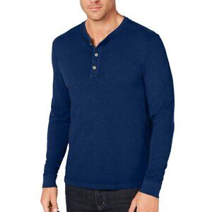 NWOT Lands' End Men's XXL Long Sleeve Navy Blue Cotton Henley Shirt